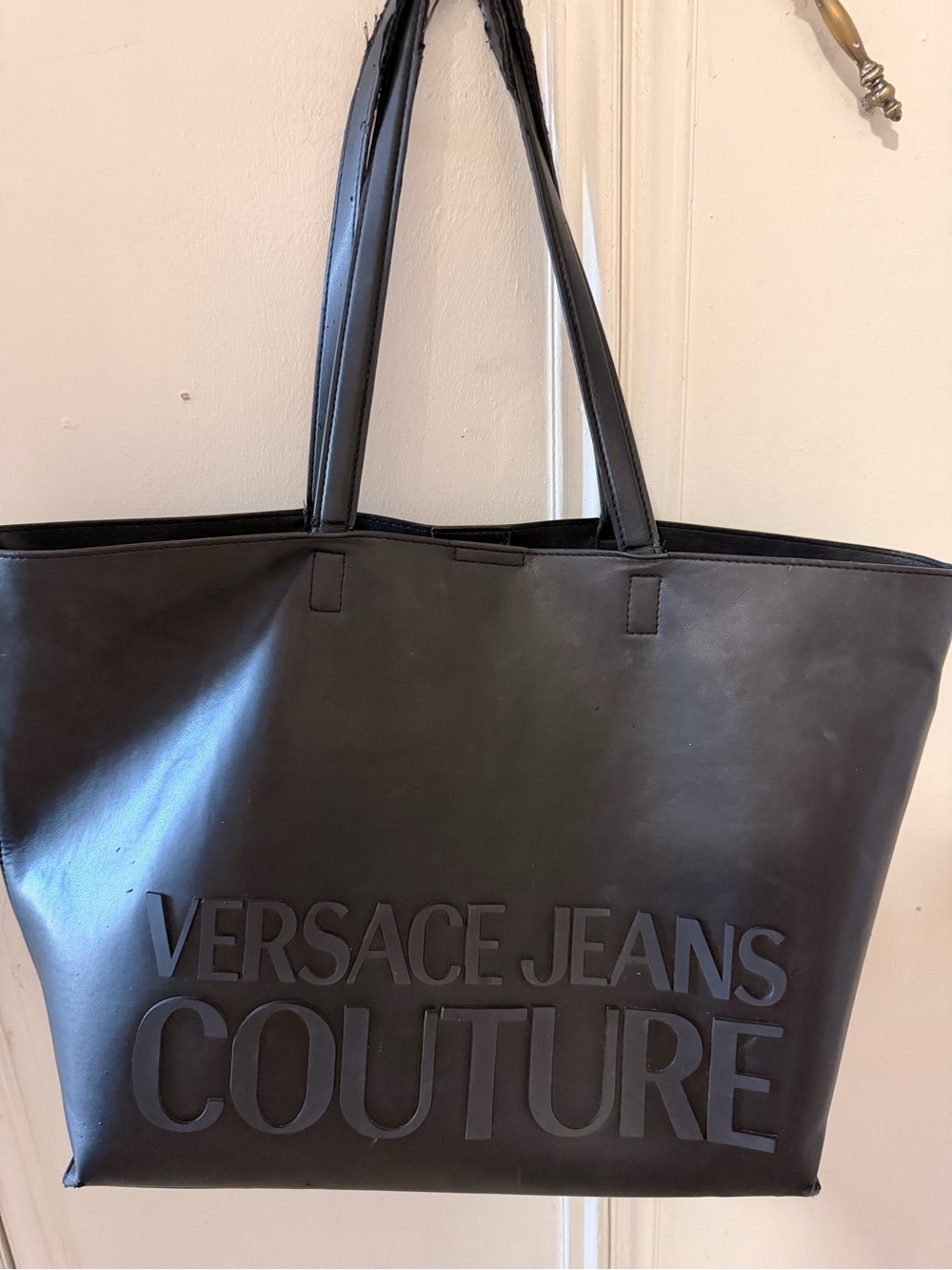 Versace Jeans Collection Black Embossed Logo Tote